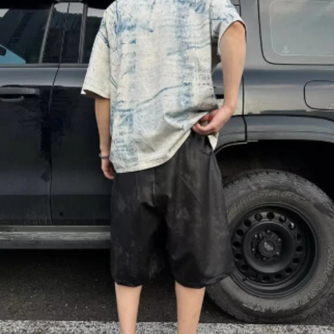 Korean-style loose fit solid-colour polyester T-shirt with round neck and short sleeves
