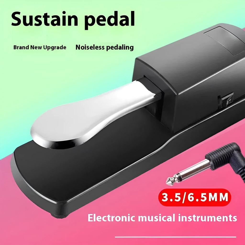 Universal MIDI keyboard sustain pedal with ABS plastic body and anti-slip rubber base