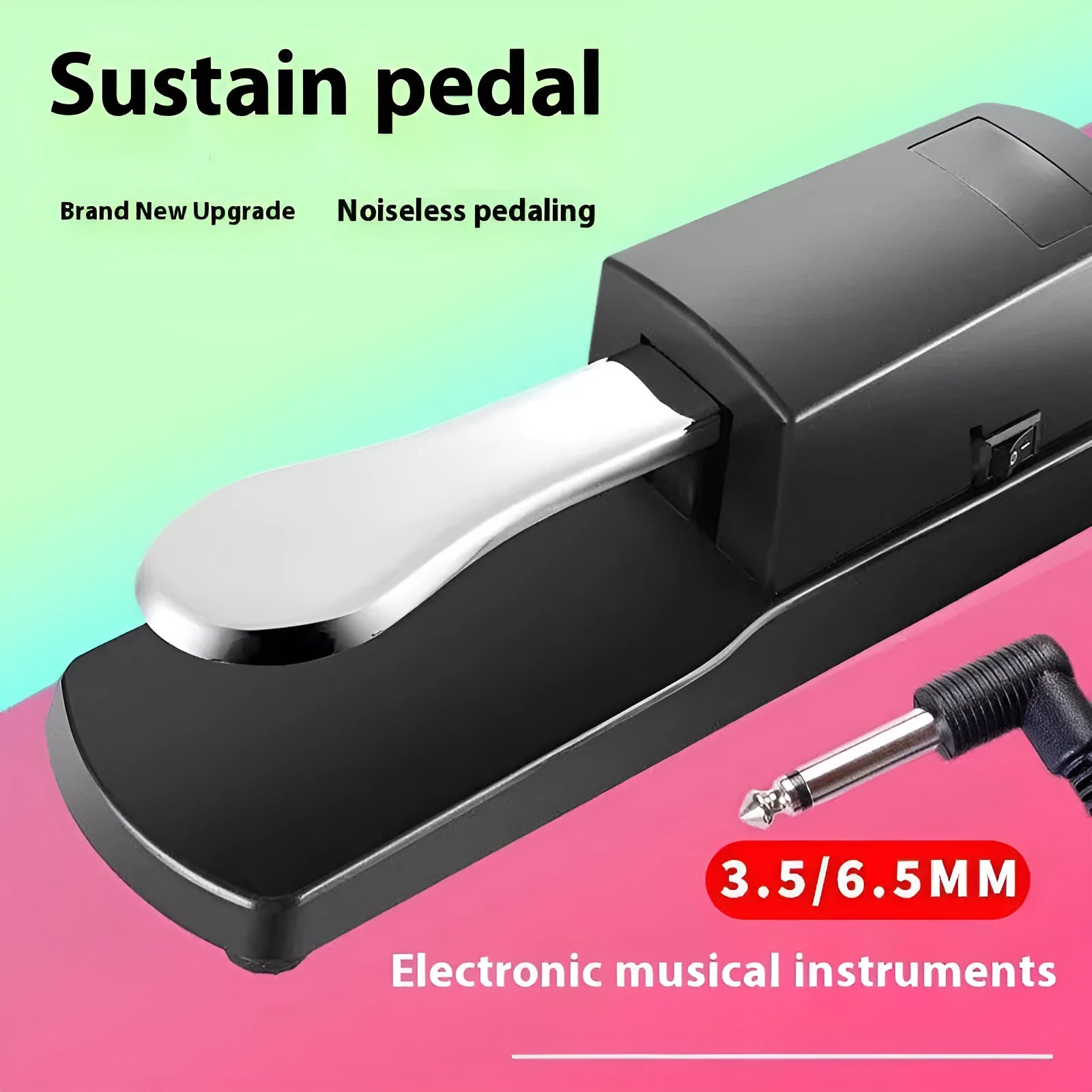 Universal MIDI keyboard sustain pedal with ABS plastic body and anti-slip rubber base
