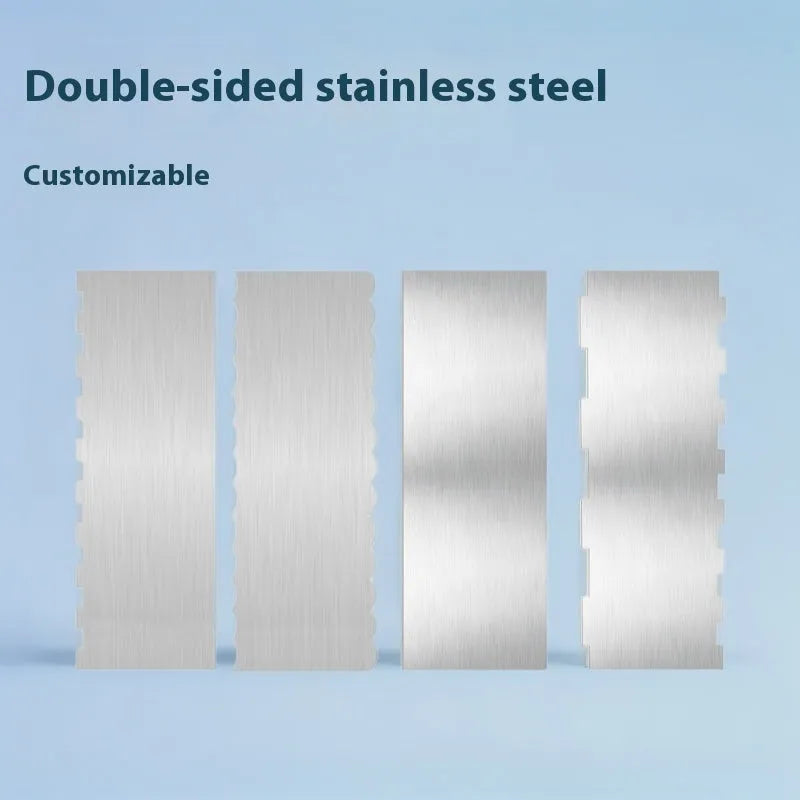 Stainless steel cream scraper with polygonal cake patterns for textured baking finishes