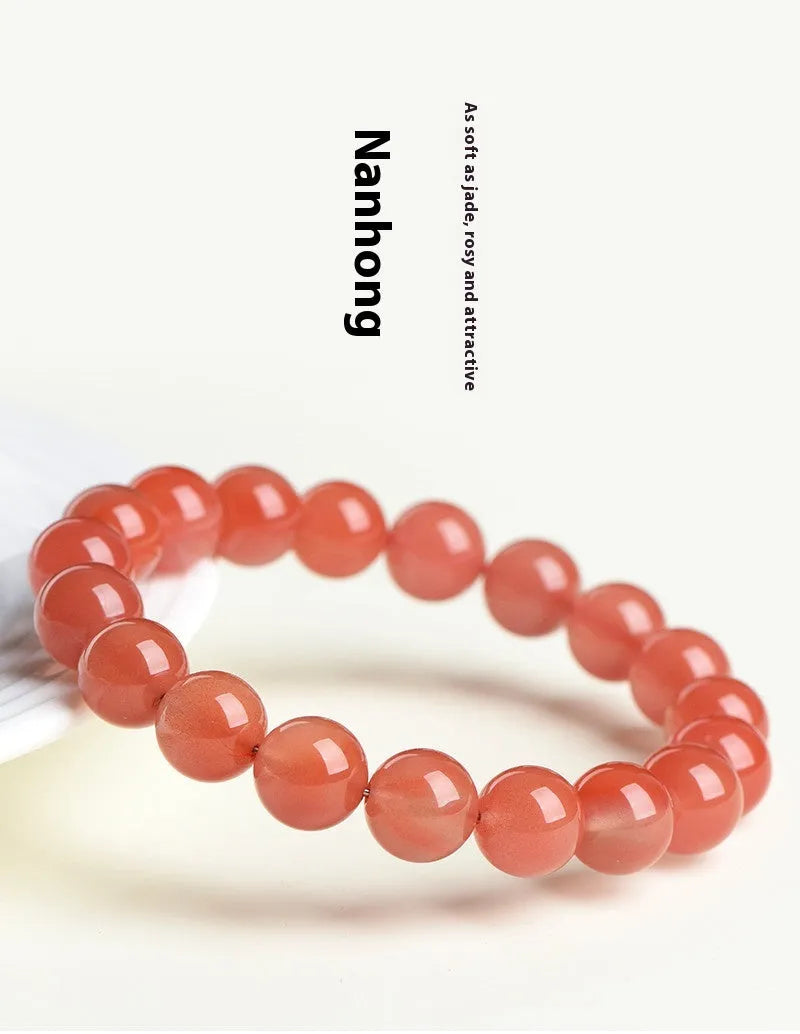 Natural South red cherry red agate bracelet with polished beads in six available sizes
