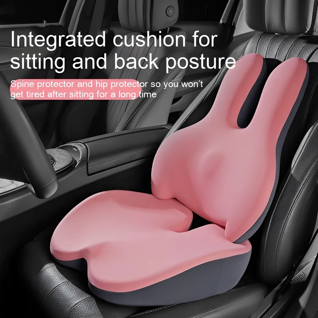 Car seat cushion and lumbar support set with thickened foam padding in multiple colour options