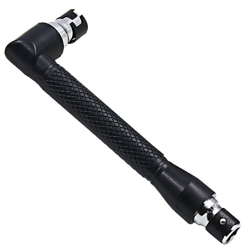 L-type double-headed socket wrench handle with ten drill bits laid out, made from 45# steel