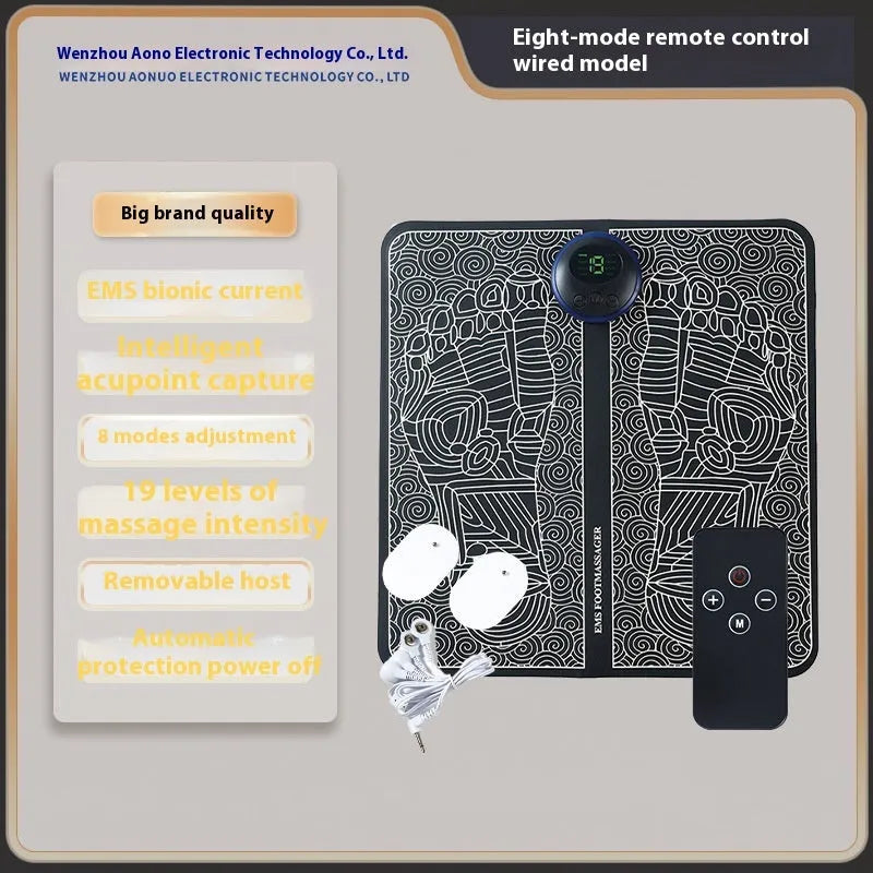 Square USB rechargeable foot massager mat with acupressure nodes in blue, orange, or white colour options