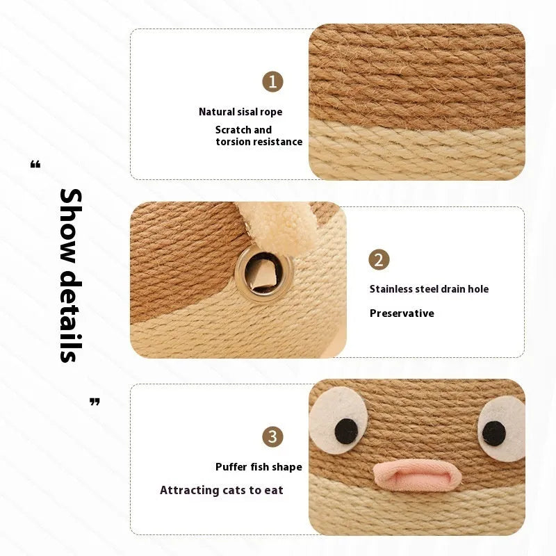 15cm cube puffer leakage food feeder pet toy made from sisal hemp strips