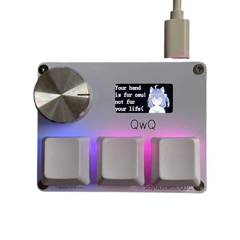 Customisable magnetic axis numeric game keyboard with RGB lighting, programmable knob, and colour screen