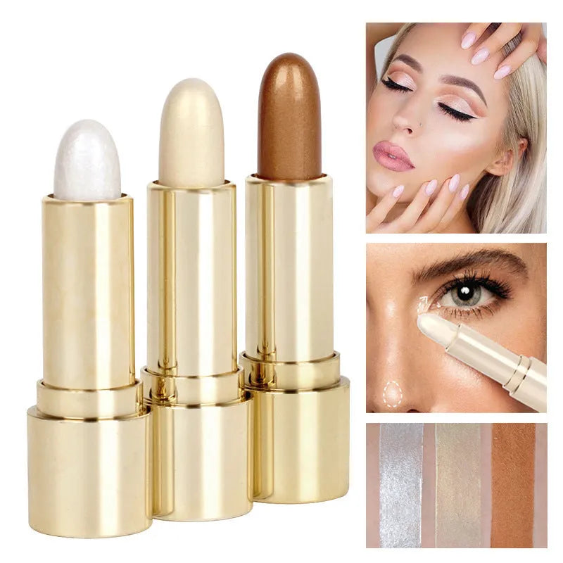 Three-dimensional makeup contour stick highlighter in Ivory White with creamy formula for face shaping