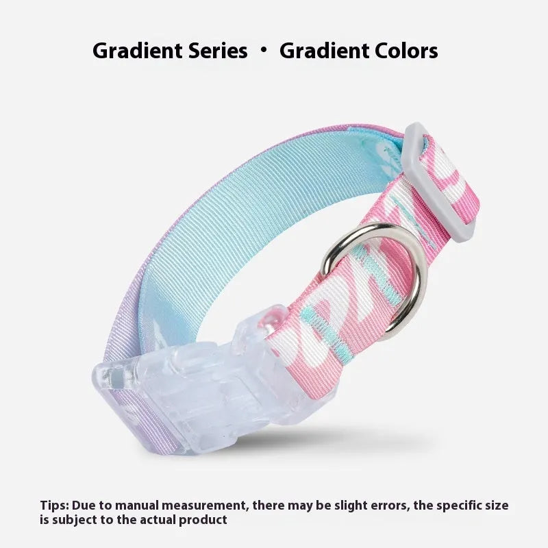 Adjustable nylon dog collar with cartoon gradient printing in panda green colour
