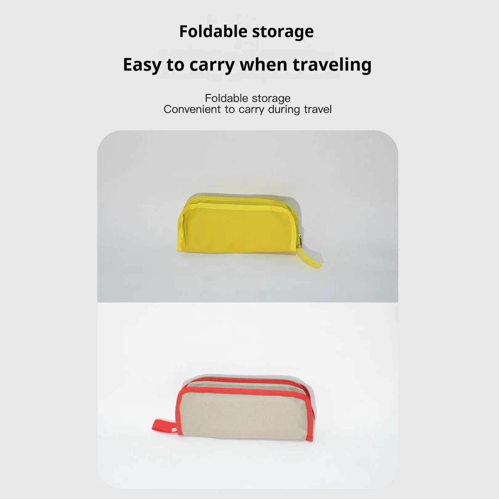 Lightweight foldable outdoor camp stool in khaki colour, shown in folded and unfolded positions.