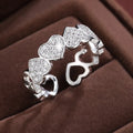 Adjustable couples opening ring with geometric heart design in gold and silver colour options