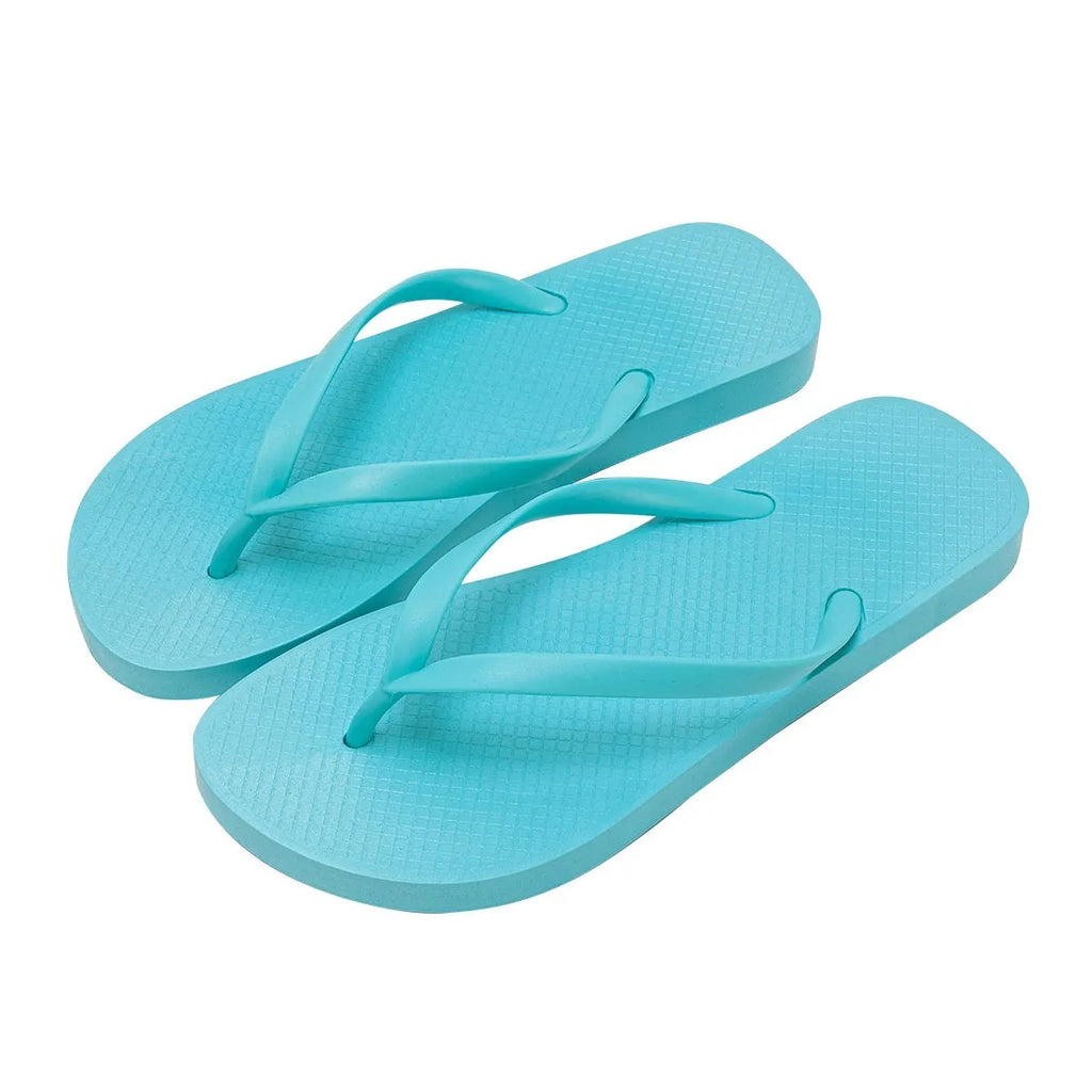 Foldable casual beach slipper with hollow-out plastic upper and non-slip PVC sole.