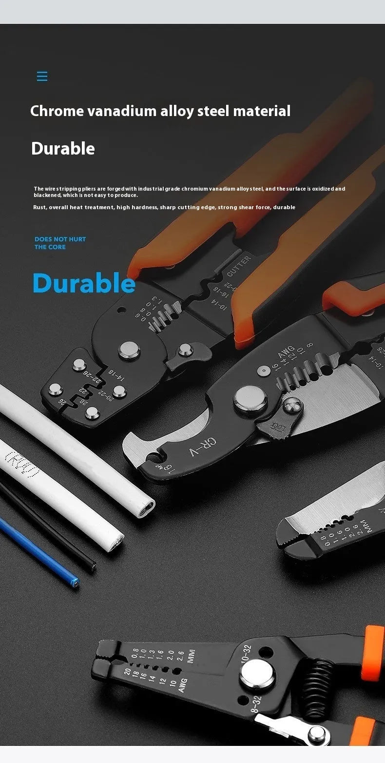 Fully automatic wire stripping pliers tool with box mounting for electrical work