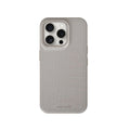 Cream grey patterned faux leather phone case with anti drop protection for iPhone