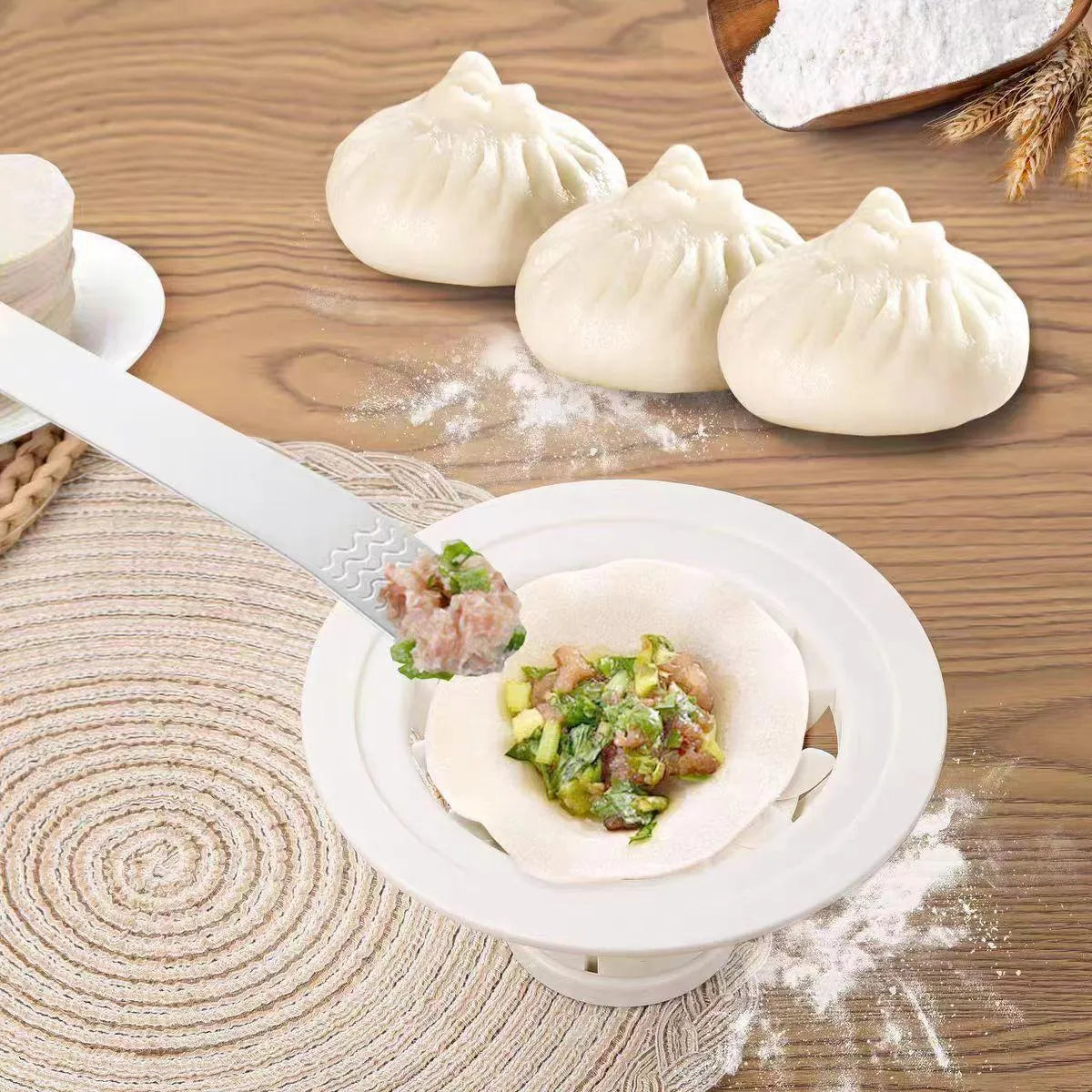Black Jinkali four-piece steamed bun and dumpling mould set for kitchen use