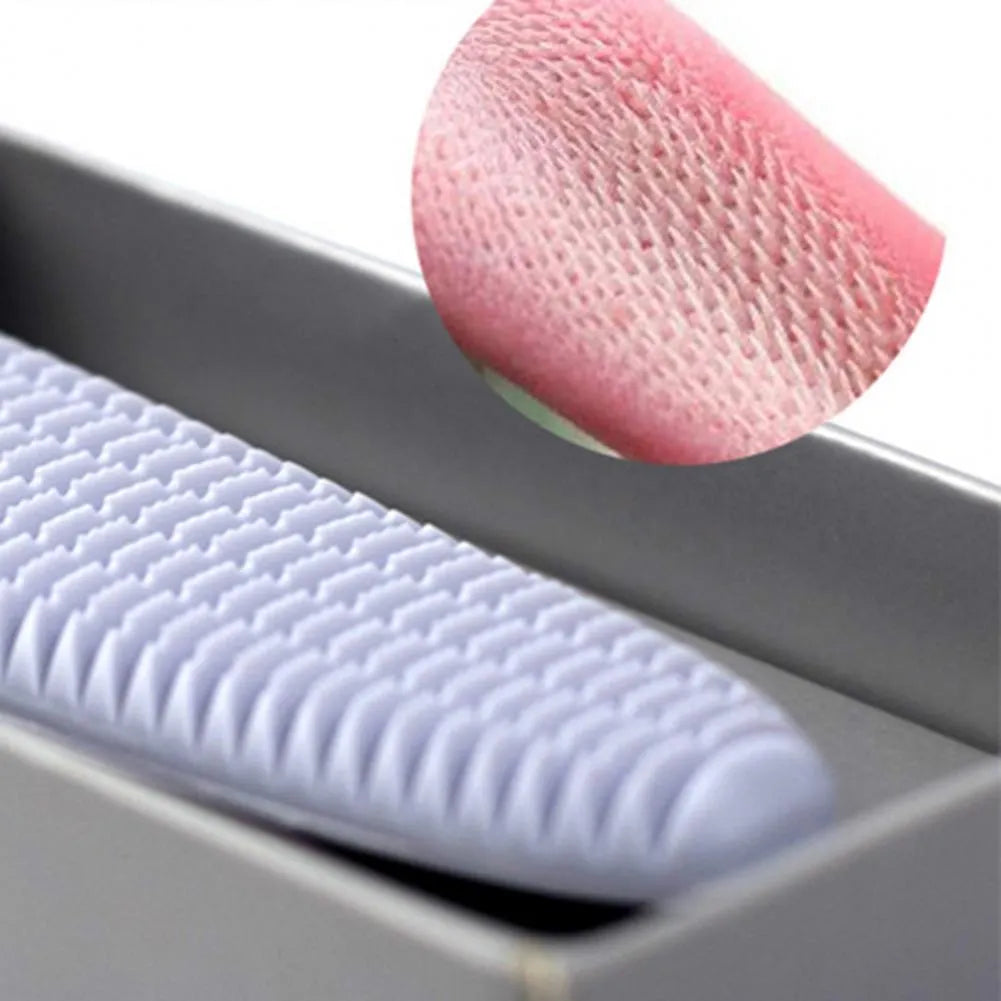 Grey cat grooming comb with dual-ended design and tongue texture surface