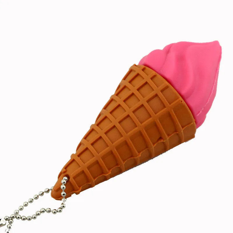 Colourful mini ice cream shaped USB flash drive on a white background.