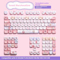 Sweet cotton candy coloured PBT keycaps for mechanical keyboards in 112-key or 120-key sets