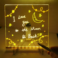 Acrylic DIY message board LED night light with pens on transparent writing panel