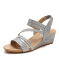 Women's leather platform sandals with mid-height heel in gold, grey and pink colour options