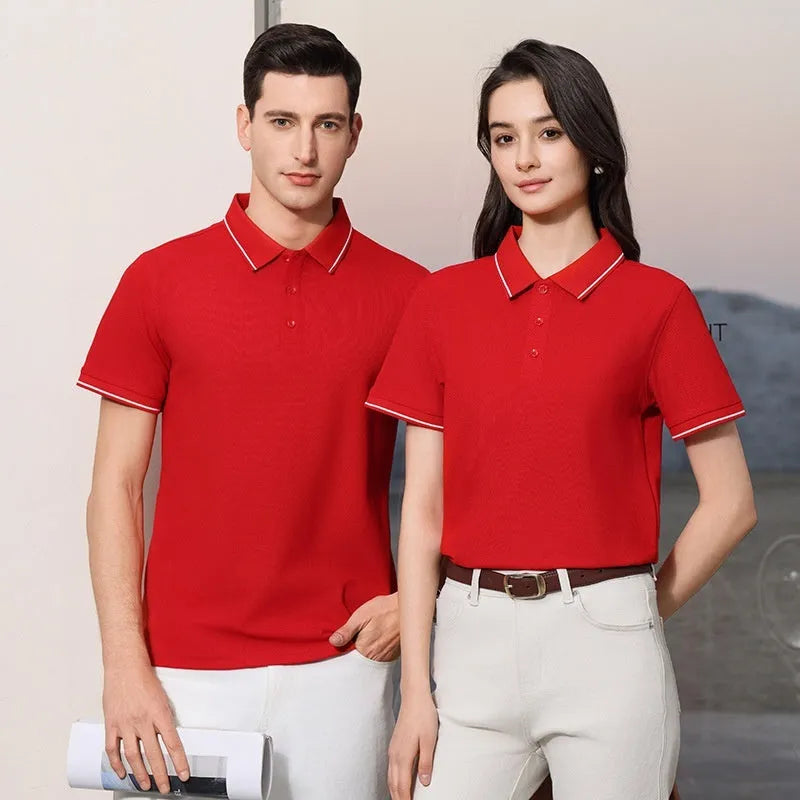 Antibacterial ice-sensitive lapel polo shirt in slim fit, shown in multiple colours.
