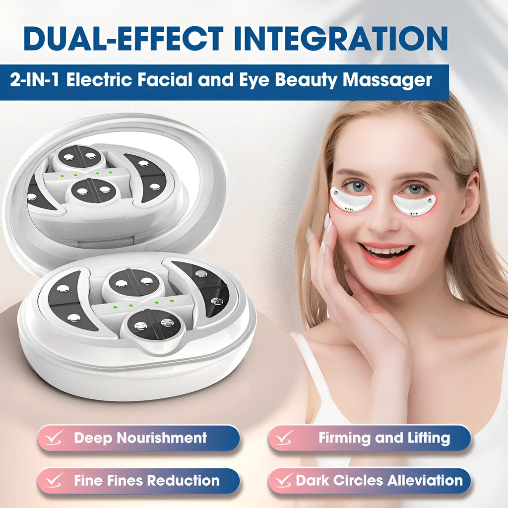 White red light EMS wireless facial massager for eye area and dark circles treatment