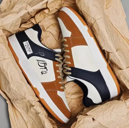 Casual lace-up sneakers in simple plain style with wear-resistant construction