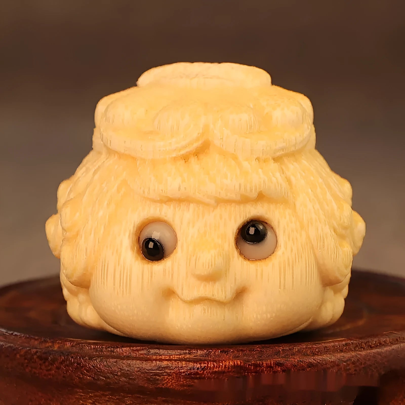 Solid bamboo carving golden toad princess ornament cute style decoration
