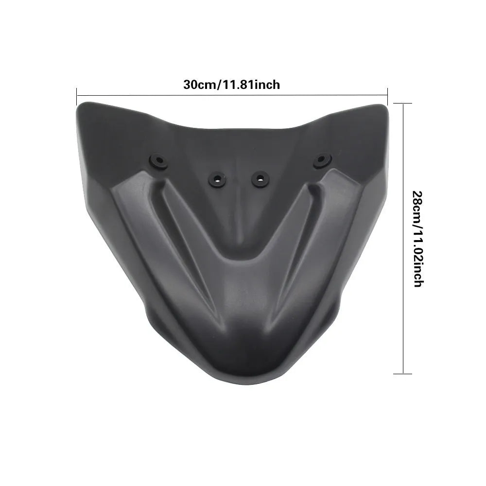 Black ABS fixed wind front wing motorcycle accessory for KTM Adventure models.