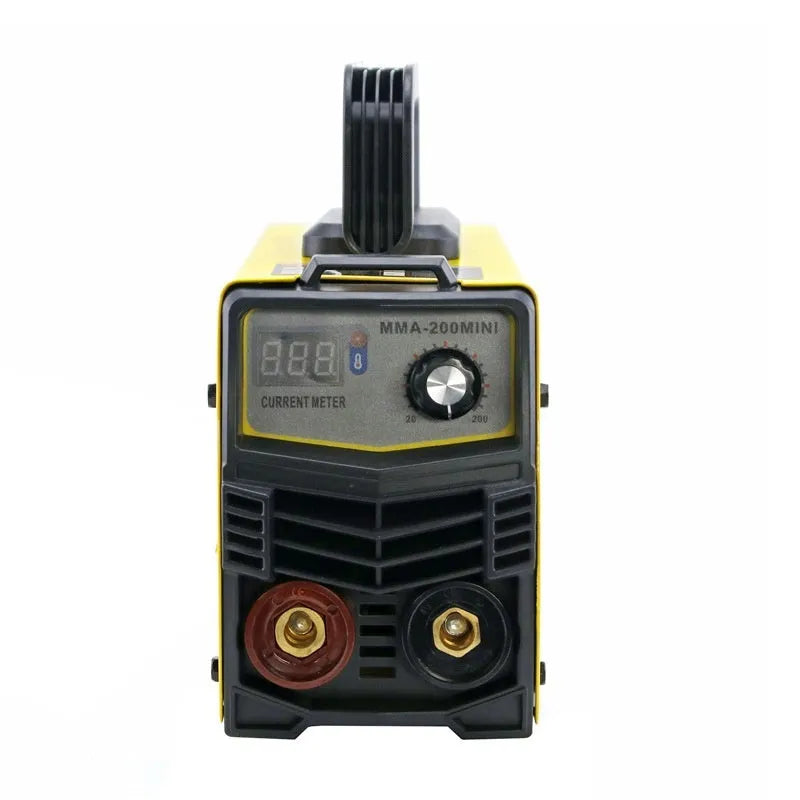 MMA-200MIN 220V DC inverter welding machine with welding tongs, grounding clamp, face shield and brush hanger accessories