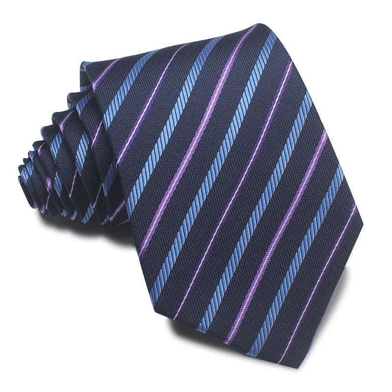 7-8cm wide polyester jacquard business tie with striped pattern in arrow style