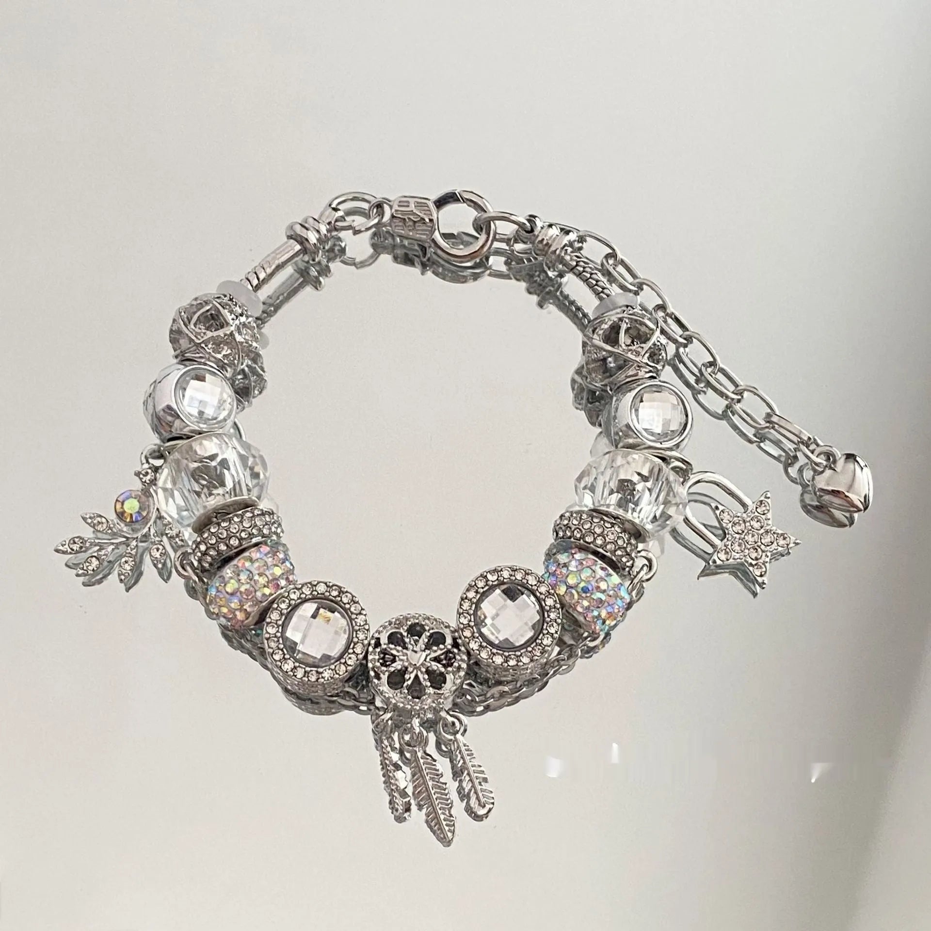Women's dreamcatcher star bracelet with electroplated finish and colorful crystals