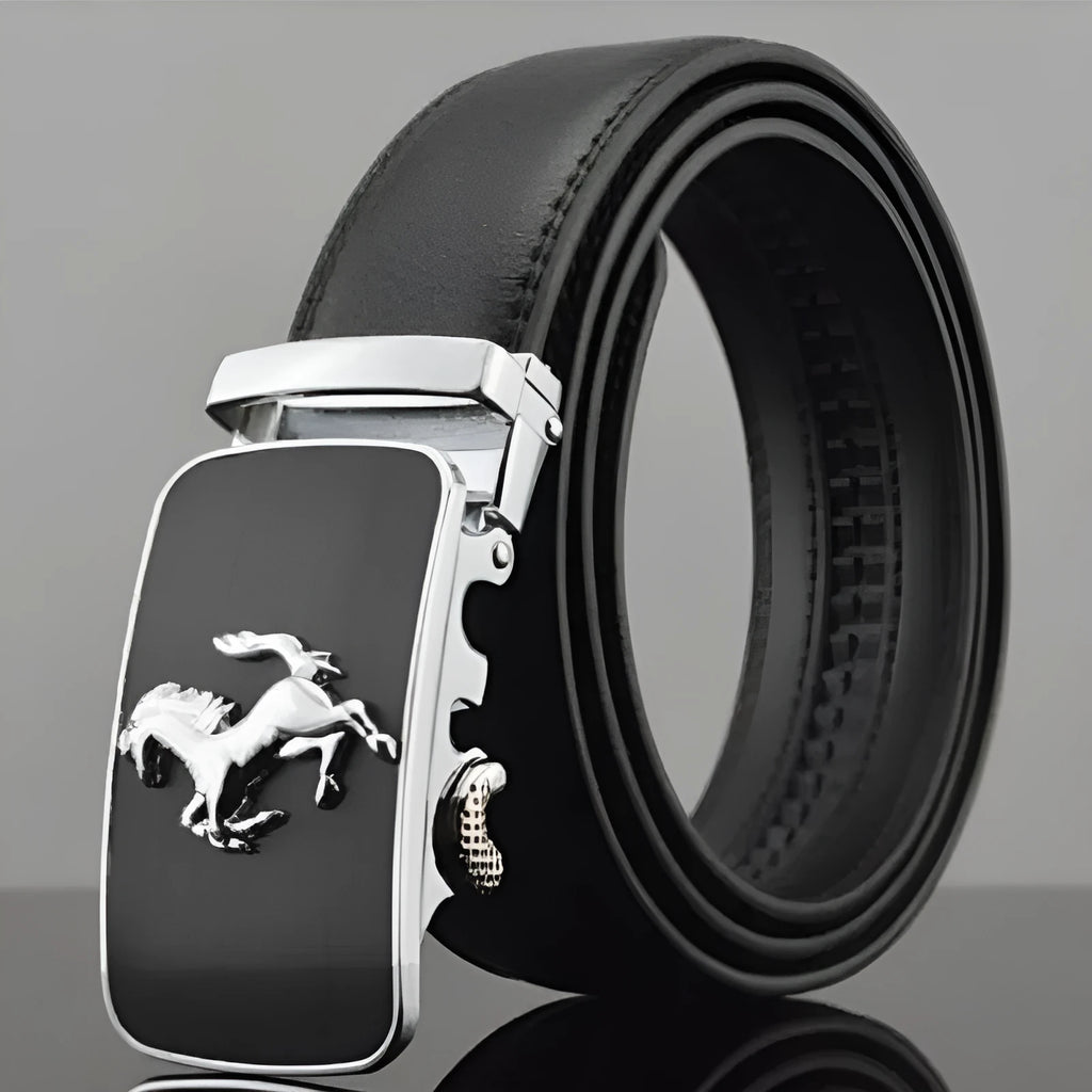 Men's automatic buckle leather belt in cowhide with multiple design options