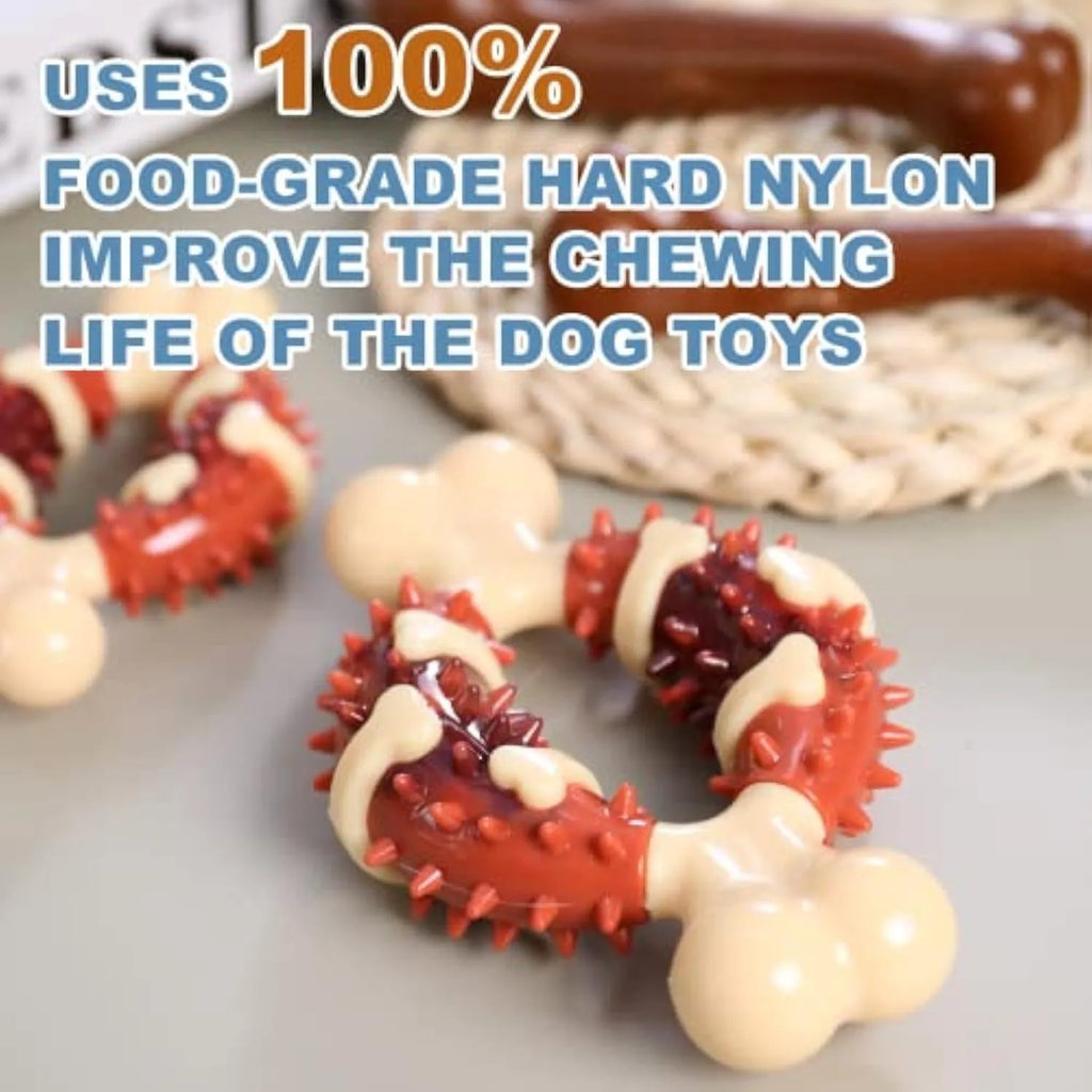 Natural rubber bone-shaped pet molar chew toy for dogs in two sizes