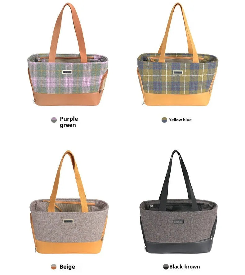 Portable pet backpack capsule carrier in wool PU material with dimensions 42x19.5x30cm
