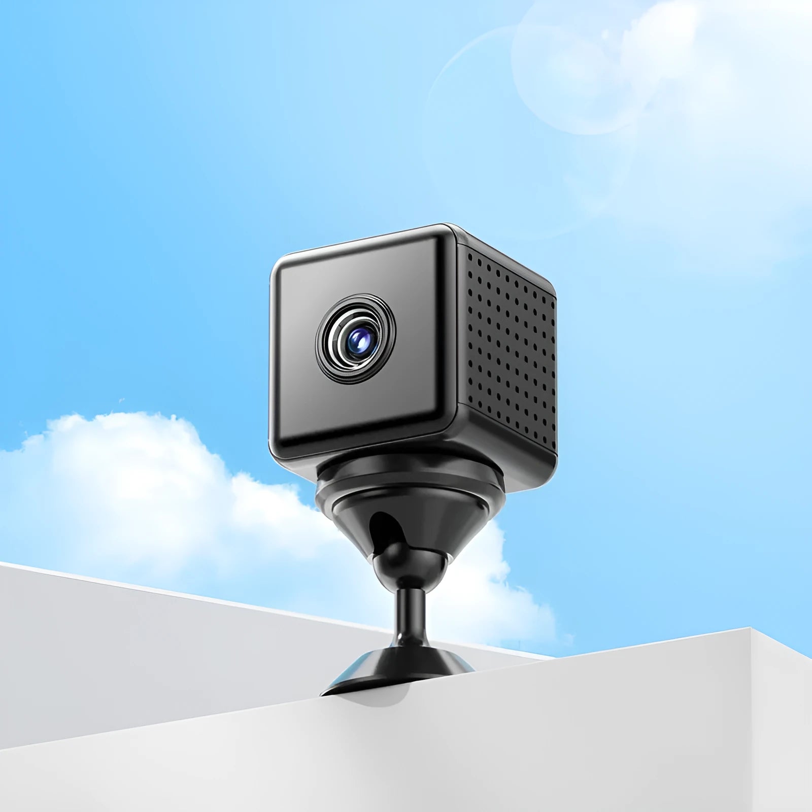 Wireless indoor security camera in X9 colour with built-in lithium battery on bracket