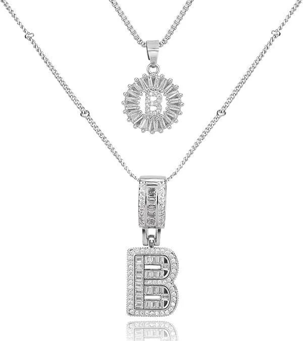 18K gold plated copper alphabet pendant necklace letter A with melon seeds chain on white background