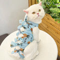 Lace-up adjustable cat sterilization clothing in polyester for post-operation recovery in multiple colours