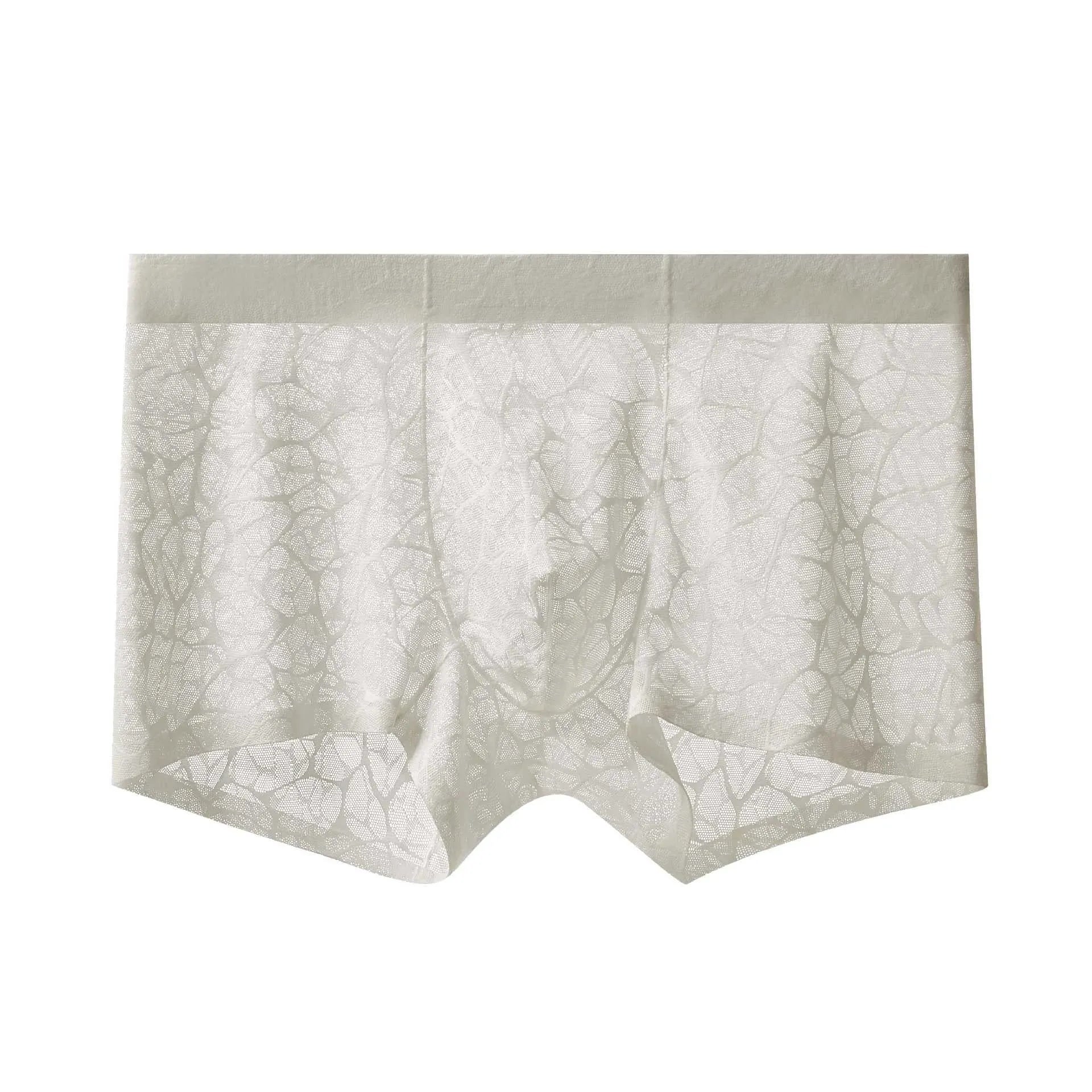 Men's leopard jacquard underwear in middle waist design with nylon fabric