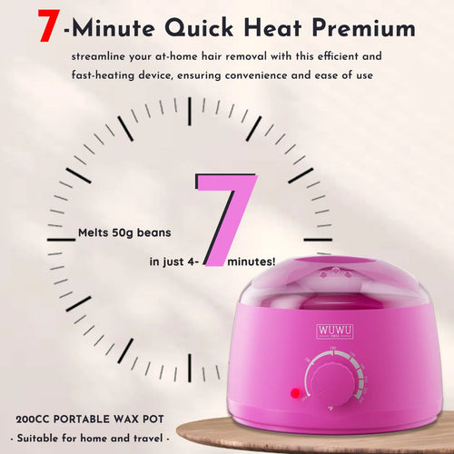 27-piece hair removal wax kit showing four colour wax beads, wax machine, face and body wax sticks