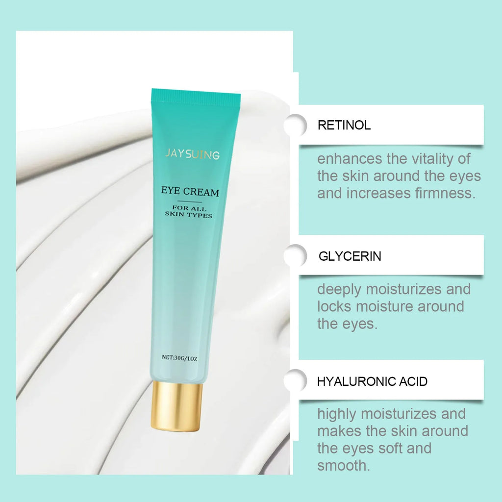 30g glass jar of retinol and hyaluronic acid anti-ageing eye cream