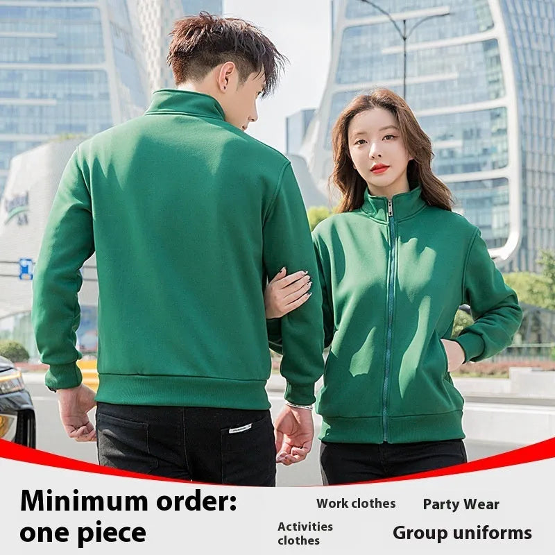 Unisex velvet sweater coat in black with long sleeves and normal length spandex fabric for winter cold protection