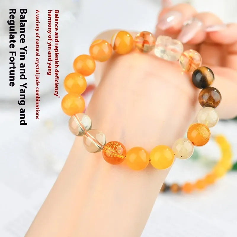 Five Elements crystal bracelet with geometric beads in Gold, Wood, Water, Fire, or Soil colours