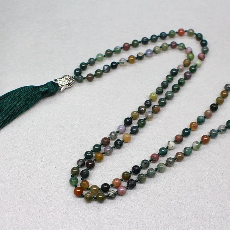 Natural agate bracelet with 108 geometric beads in 6mm size arranged as blessing necklace