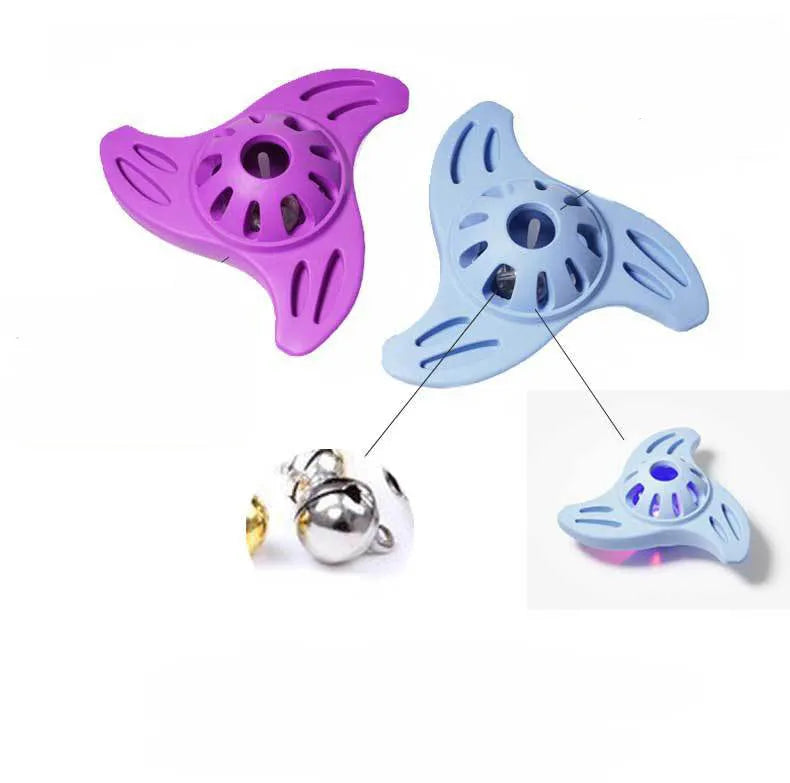 Blue TPU boomerang dog chew toy for medium and large breed dogs with textured molar cleaning surfaces