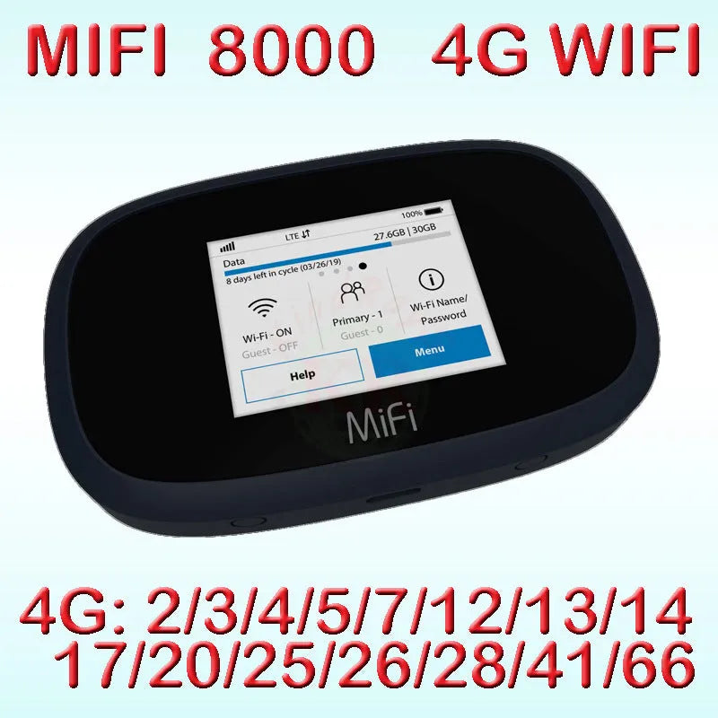 Black portable 4G WiFi router with dimensions 10x20x3cm for mobile internet access.