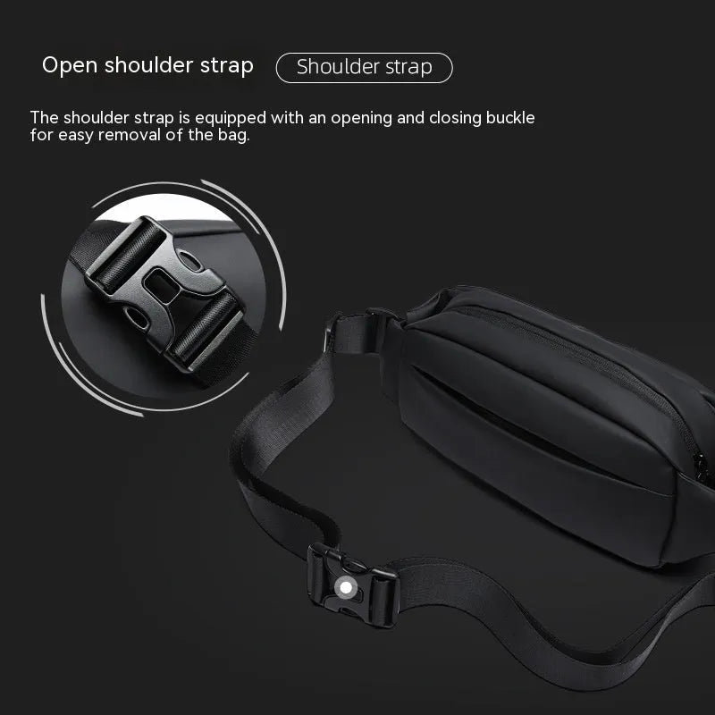 Black Oxford cloth men's messenger bag with one-shoulder strap in street trend style