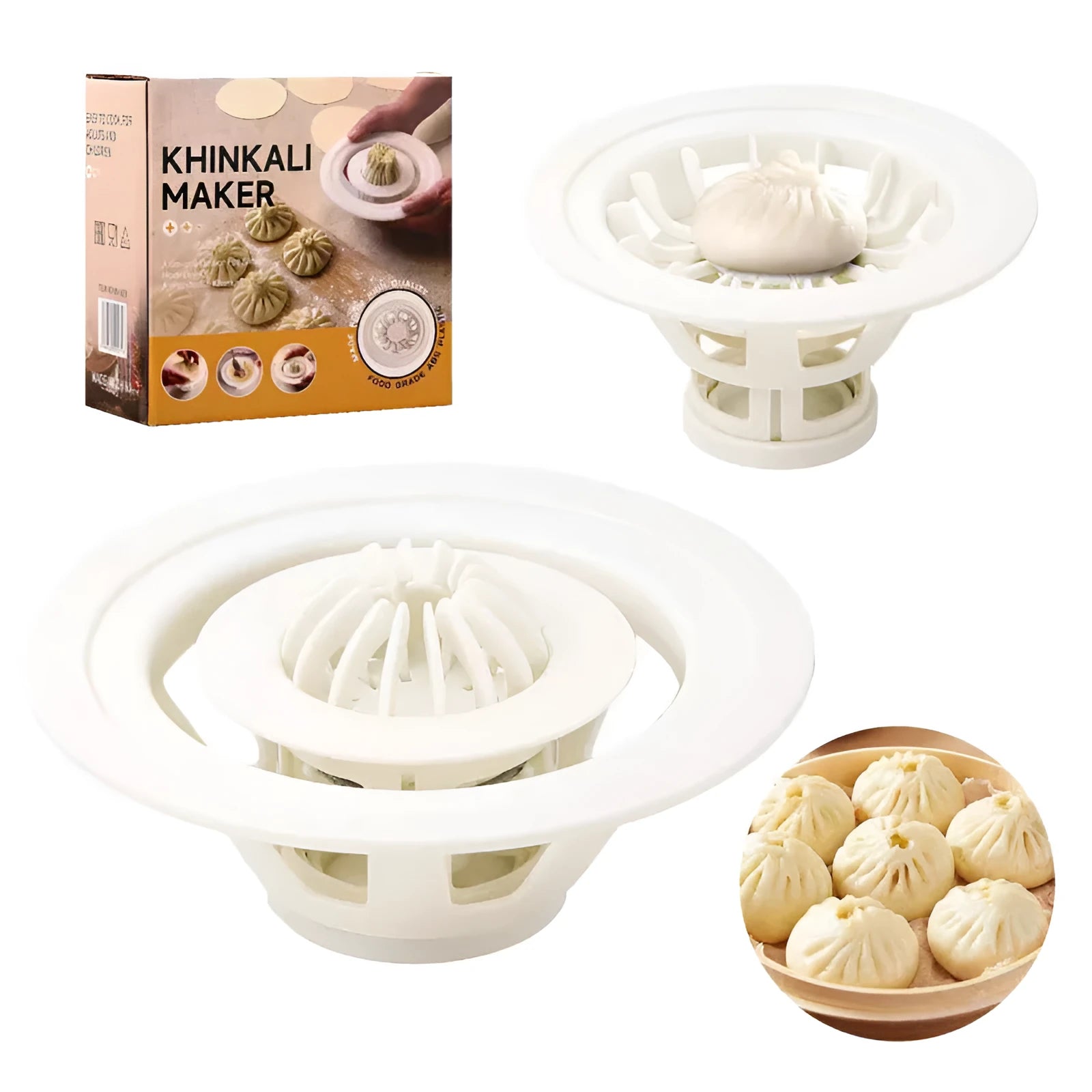 Black Jinkali four-piece steamed bun and dumpling mould set for kitchen use