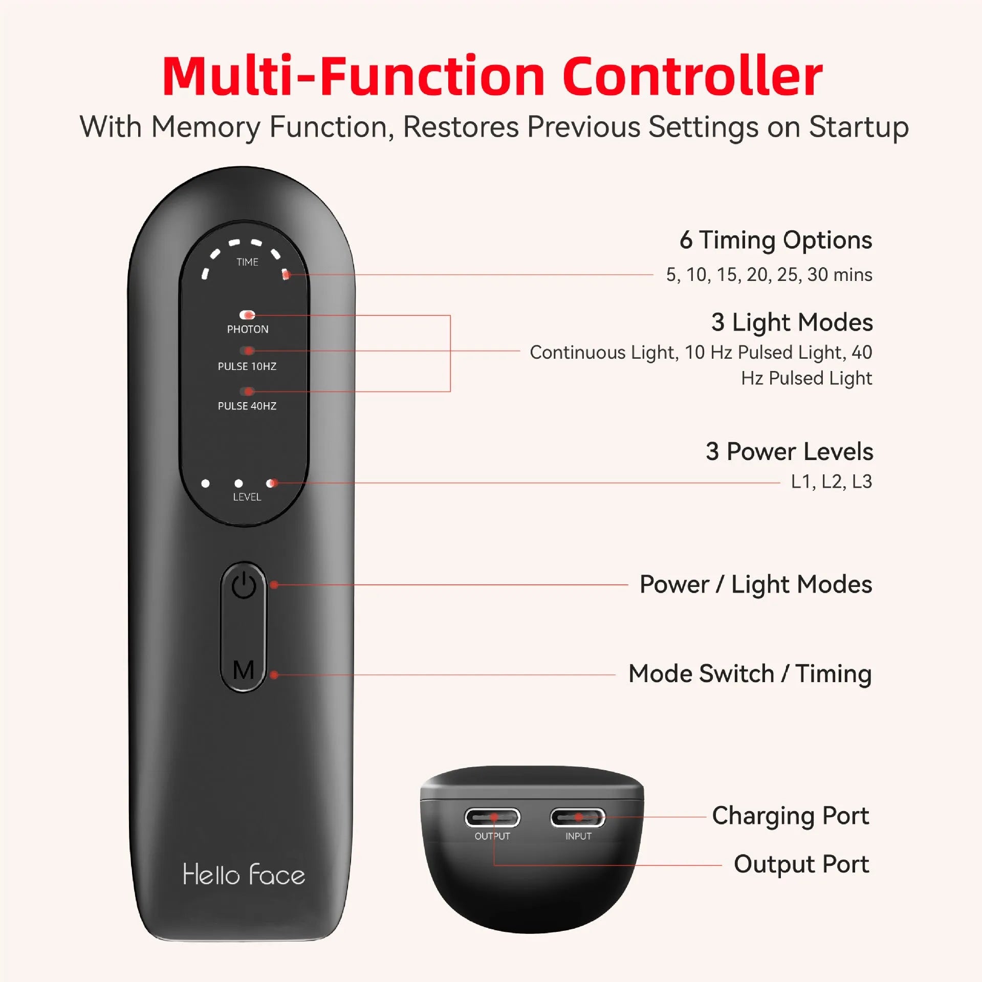 Red light hot compress neck mask with separate controller for pulse physiotherapy
