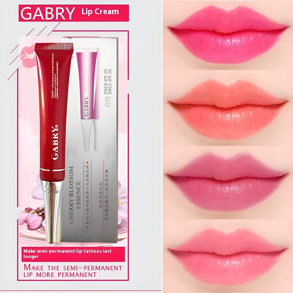 Vermilion lip gloss cosmetic product showing five colour shades in waterproof long-lasting formula