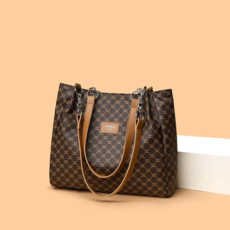 Women's retro style handbag in soft PU leather available in brown, grey and white colour options